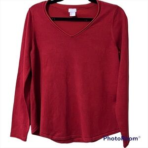 Chico’s size 0 (small) womens pullover v neck sweater long sleeve spiced red NWT
